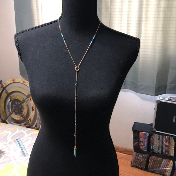 express long teal necklace - Picture 1 of 3